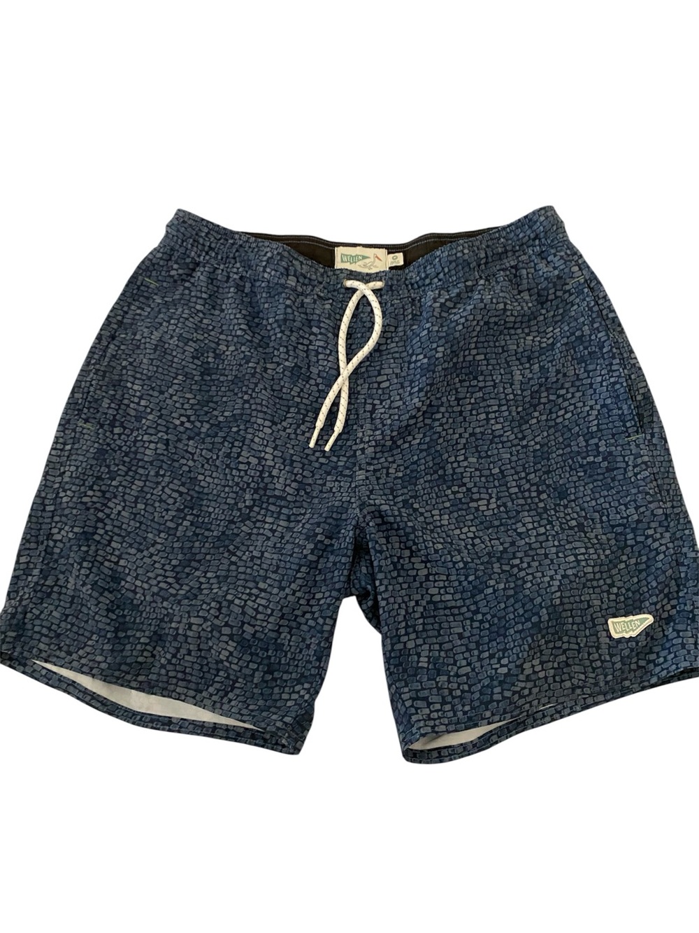 Wellen Performance Lined Swim Trunks  blue size M elastic drawstring waist